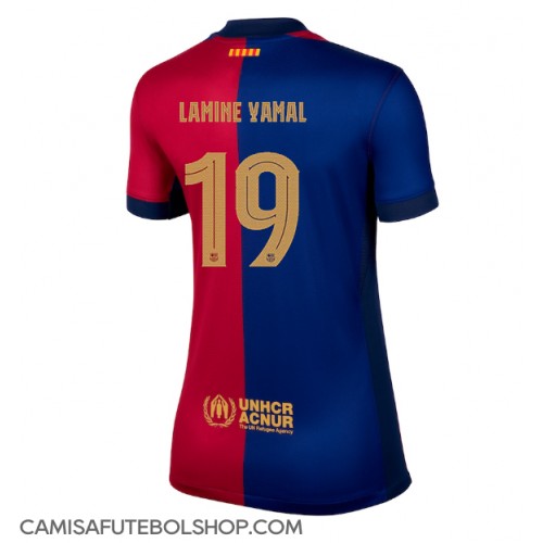 Camisa de time de futebol Barcelona Lamine Yamal #19 Replicas 1º Equipamento Feminina 2024-25 Manga Curta